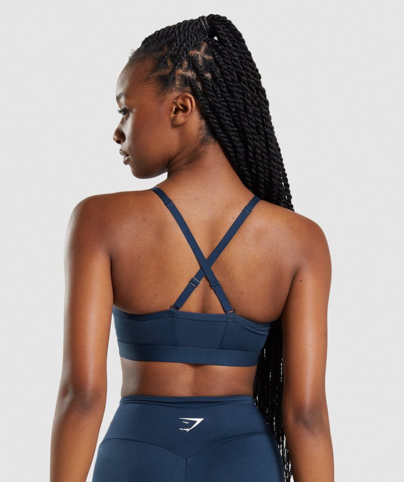 Women's Gymshark Ruched Sports Bra Navy | CA 8NA015